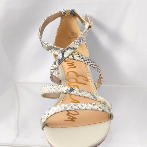 Sam Edelman Snakeskin Block Heel Sandals - Picture 2 of 4